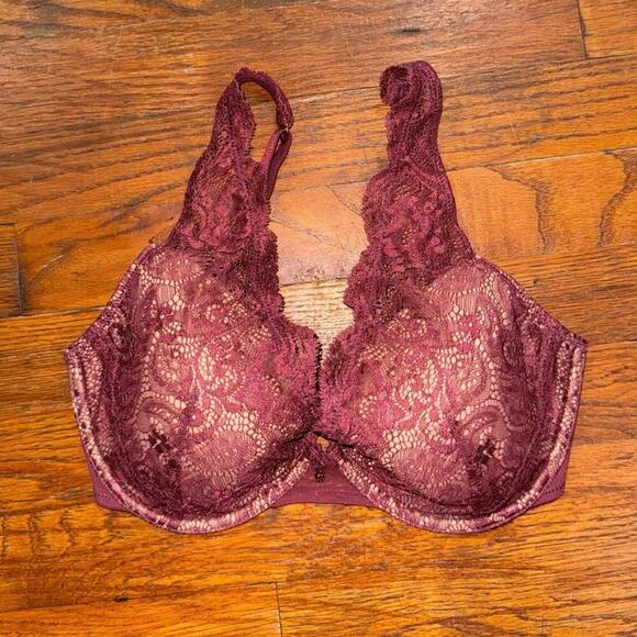 Thirdlove Uplift Plunge Bra lace in mulberry size 30F - Picture 3 of 7